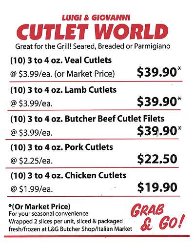 Menu Special Cutlet World 0920